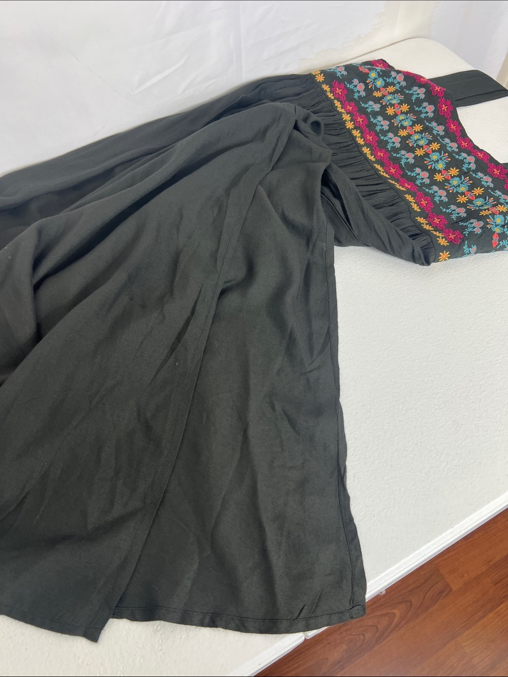 Natural Life Sz M Tricia Embroidered Maxi Sleeveless Dark Olive/Gray Boho - Picture 10 of 10